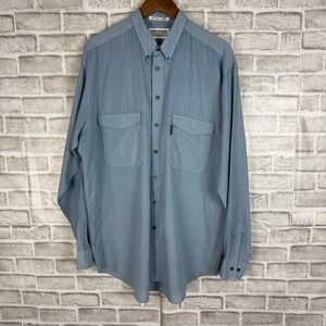 Levis Silver Tab Mens XLT Blue Long Sleeve Button Down Shirt Textured Vintage